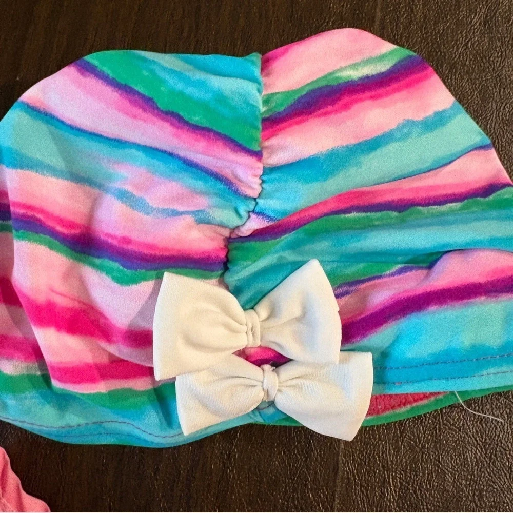 Baby Pink Floral Swim Coverup and Swimcap